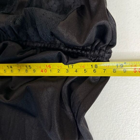 Vintage Texsheen Black Lace Nylon Long Nightgown Peignoir Chemise Women Small - Picture 12 of 14